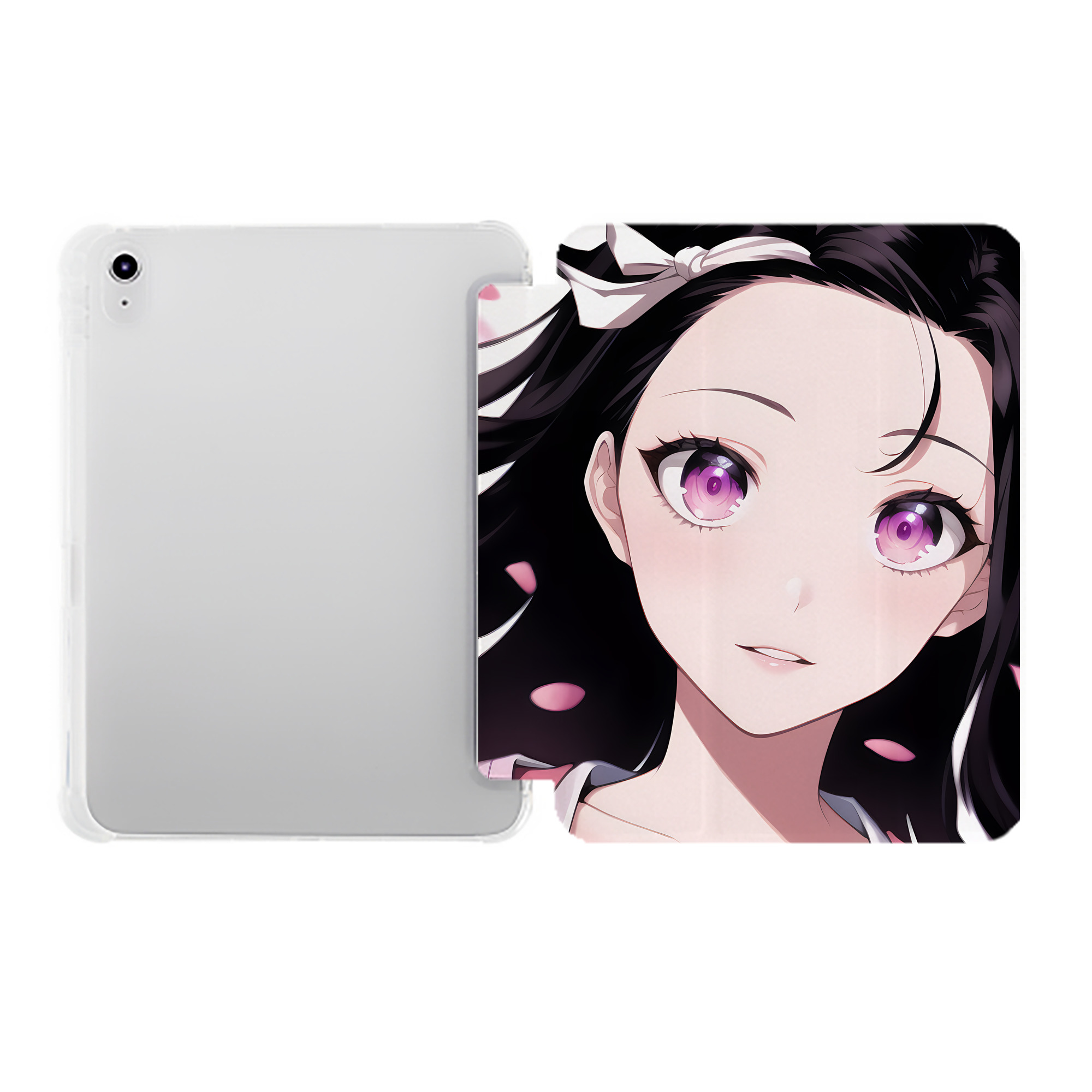 （画像用） 鬼滅の刃（きめつのやいば）竈門 禰󠄀豆子／かまど ねずこ Kamado Nezuko IPad ケース ペン収納付き 三つ折りスタンド PUレザー×シリコン 対応機種9.5/10.5/10.9インチ